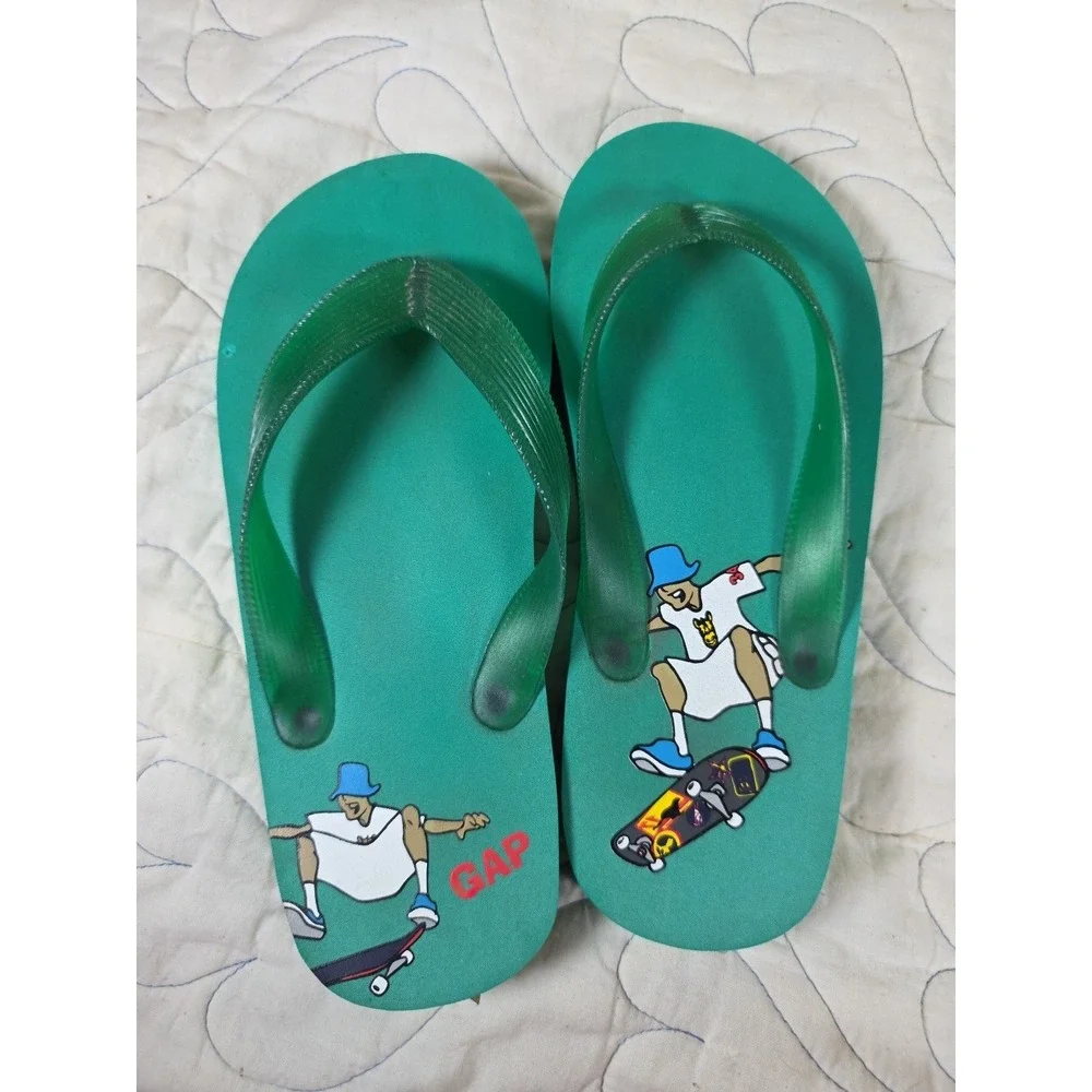 Vintage Y2K Flip‎ Flop Skater Green GAP Youth Size 1 / 2